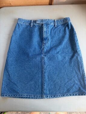 St. John's Bay Blue Denim Midi A-Line Skirt
